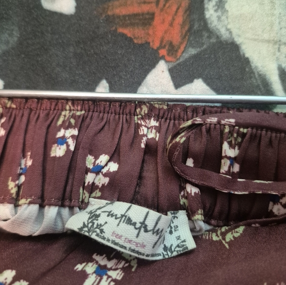 Free People Intimates Burgundy Floral Pants Xl Pajama Lounge Or Dress - Picture 10 of 10